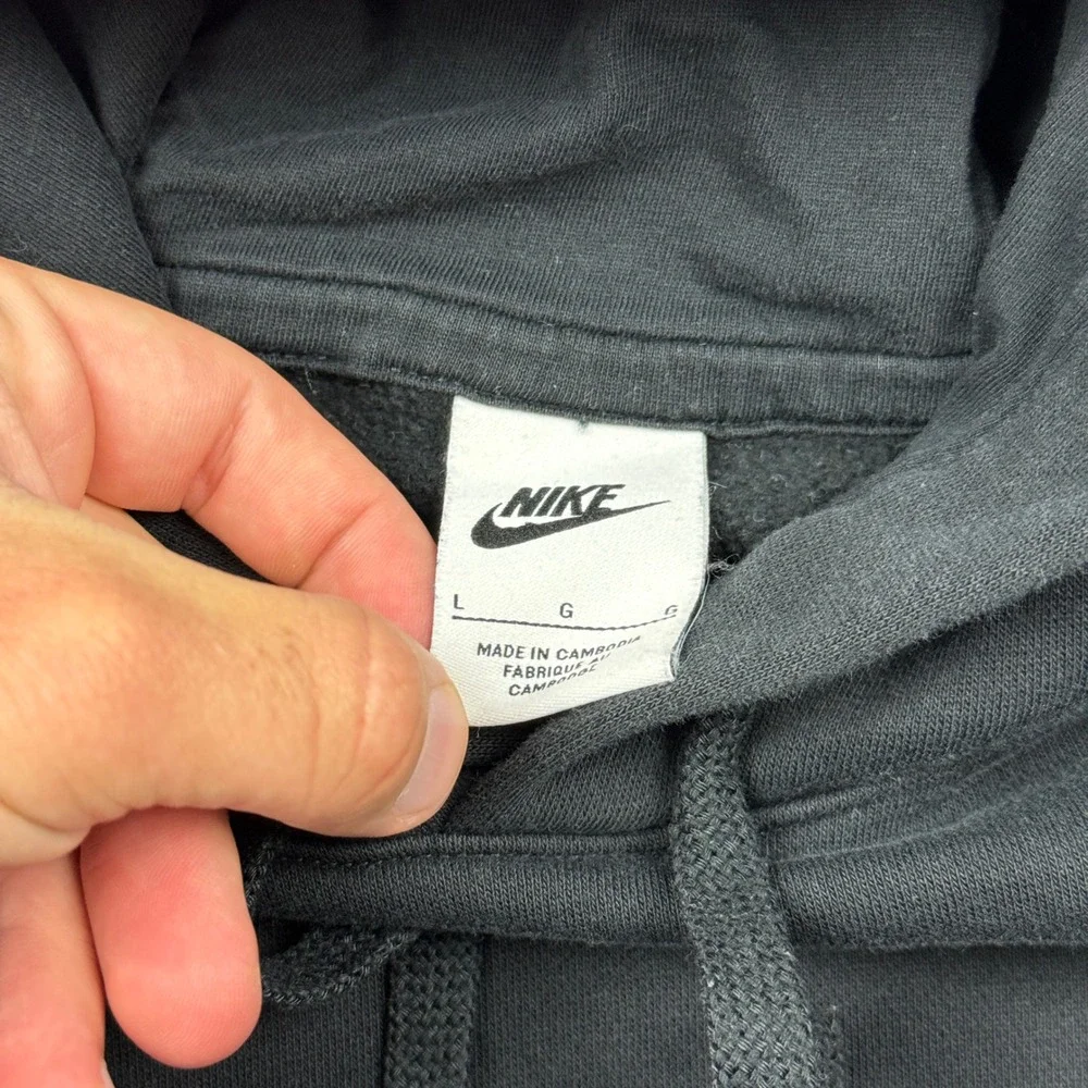 Nike Sportswear Club Fleece Hoodie Black Logo Mens Large Pullover Sweatshirt